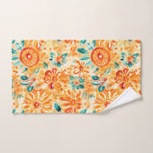 抽象芸術パターンサニーオレンジシャワーカーテン バスタオルセット (ハンドタオル)