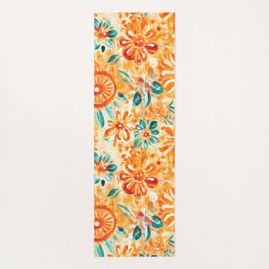 抽象芸術パターンサニーオレンジシャワーカーテン ヨガマット (裏面)