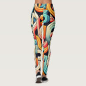 抽象芸術パターンジオメトリ型枠タイポグラフィ レギンス (裏面)