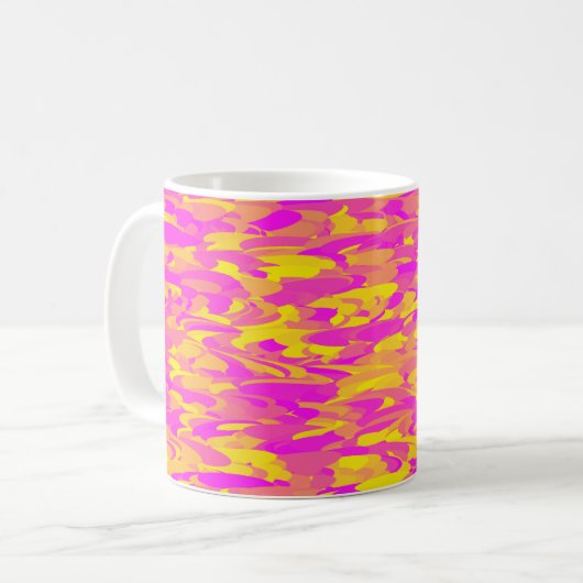 抽象芸術パターンピンクイエローオレンジ コーヒーマグカップ (正面左)