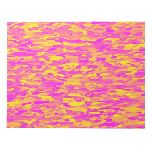 抽象芸術パターンピンクイエローオレンジ ノートパッド (正面)