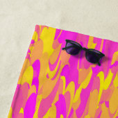 抽象芸術パターンピンクイエローオレンジ ビーチタオル (インサイチュ)
