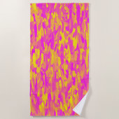 抽象芸術パターンピンクイエローオレンジ ビーチタオル (正面)