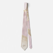 抽象芸術パターンピンク金ゴールドグリッター モノグラムの ネクタイ (正面)