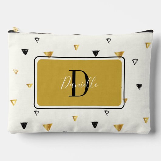 抽象芸術パターンモノグラムスクリプトモダンカスタム アクセサリーポーチ (正面)