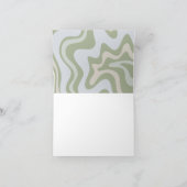 抽象芸術パターンレトロ液体スワールSage Green ノートカード (内部)