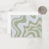 抽象芸術パターンレトロ液体スワールSage Green ノートカード (正面/裏面インサイチュ)