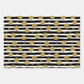 抽象芸術パターン付き金ゴールドグリッター ラッピングペーパーシート (正面3)