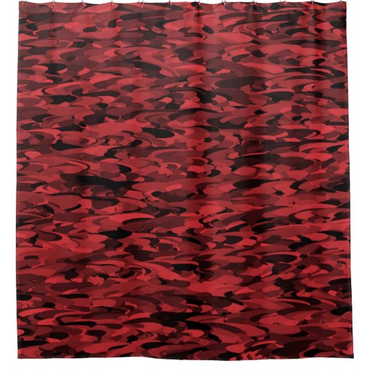 抽象芸術パターン赤黒 シャワーカーテン (正面)