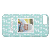 抽象芸術パターン青あなたの写真名をアップロード Case-Mate iPhoneケース (裏面(横))