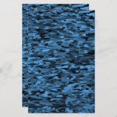 抽象芸術パターン青（黒） 便箋 (正面/裏面)
