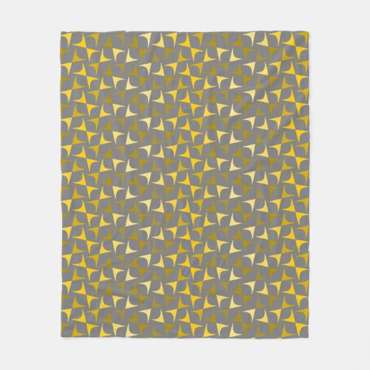 抽象芸術パターン黄色と灰色 フリースブランケット (正面)
