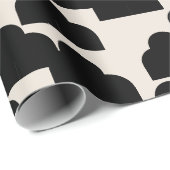 抽象芸術パターン黒とクリーム ラッピングペーパー (ロールコーナー)