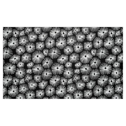 抽象芸術パターン101115 – 黒の上に白 ファブリック (ファットクウォーター)