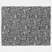 抽象芸術パターン110122 – 黒い投げピルに白 フリースブランケット (正面(横))