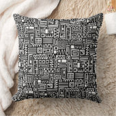 抽象芸術パターン110122 – 黒の上に白 クッション (ブランケット)