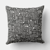 抽象芸術パターン110122 – 黒の上に白 クッション (裏面)