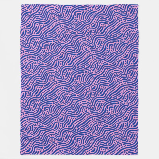 抽象芸術パターン110523 – ネイビーブルーとピンク フリースブランケット (正面)