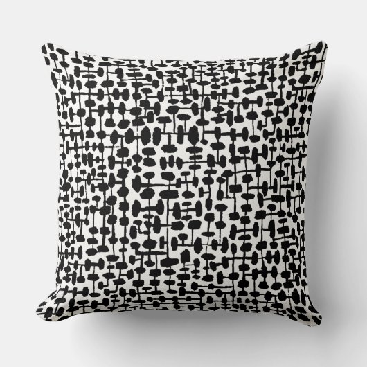 抽象芸術パターン190621黒（白） クッション (正面)