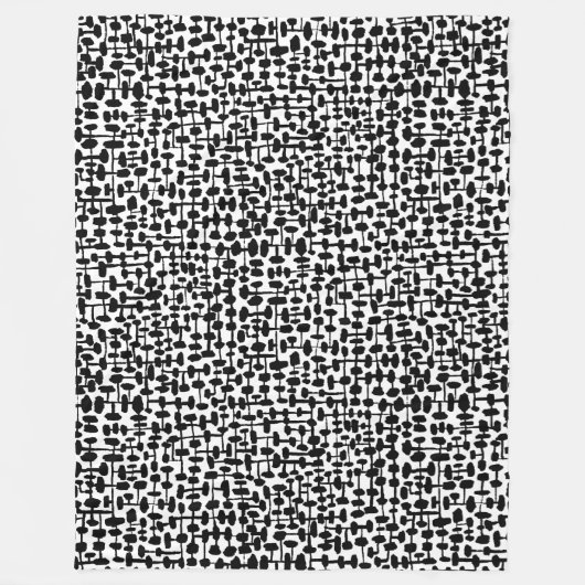 抽象芸術パターン190621黒(白) フリースブランケット (正面)