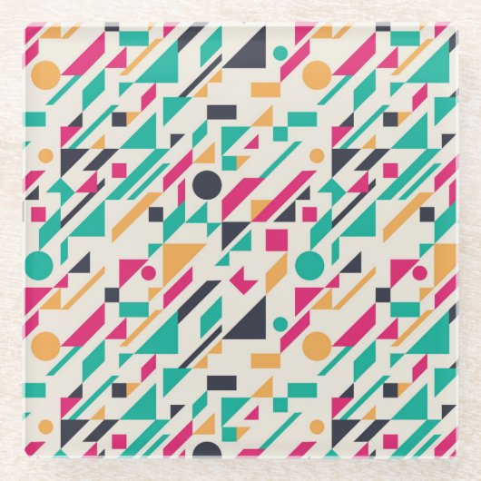 抽象芸術パターン3 ガラスコースター (正面)