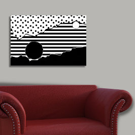 抽象芸術パターン（の模様が）あるブラック&ホワイト ポスター