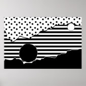 抽象芸術パターン(の模様が)あるブラック&ホワイト ポスター (正面)