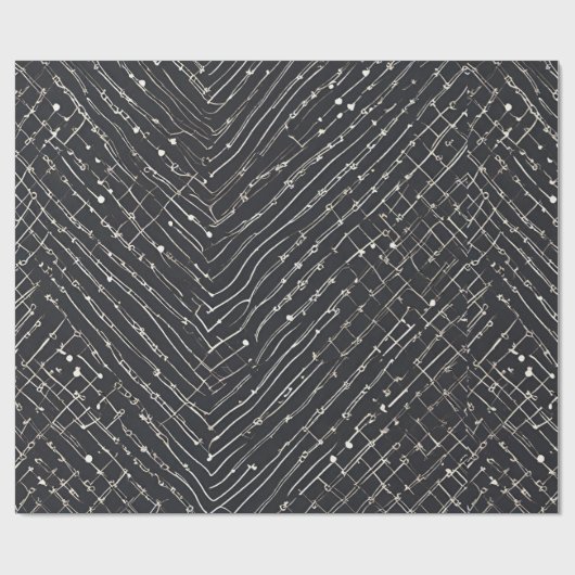 抽象芸術パターン(の模様が)ある白黒モダン任意大事な行事 ラッピングペーパー (フラット)