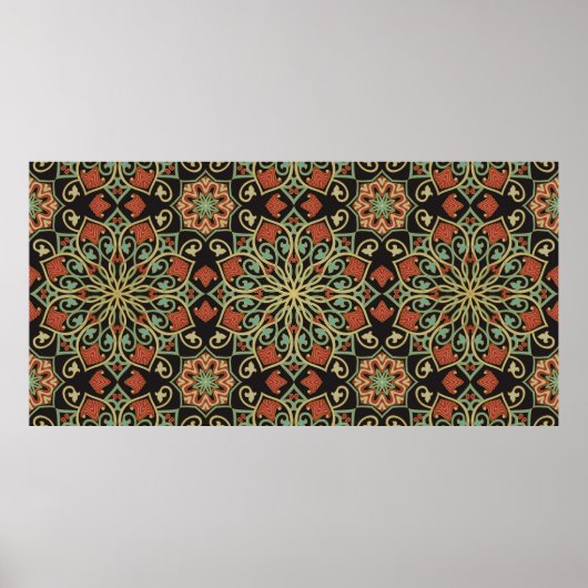 抽象芸術パターン。オリエンタル色の背景 ポスター (正面)