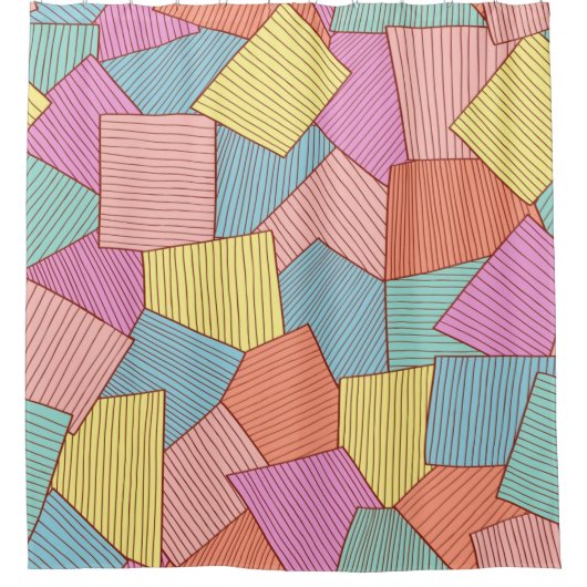 抽象芸術パターン シャワーカーテン (正面)