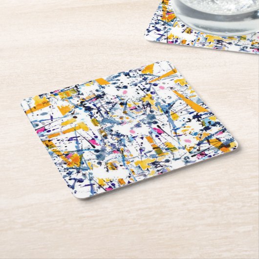 抽象芸術パターン スクエアペーパーコースター (アングル)