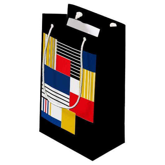 抽象芸術パターン。パッチワーク。 スモールペーパーバッグ (裏面アングル)