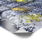 抽象芸術パターン（ワックスとインク） – ブルーイエロー フォトプリント            (角)