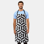 抽象芸術パターン（幾何六角形） エプロン (着用した状態)