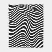 抽象芸術パターン(白黒の波線) フリースブランケット (正面)