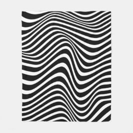 抽象芸術パターン（白黒の波線） フリースブランケット