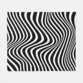 抽象芸術パターン(白黒の波線) フリースブランケット (正面(横))