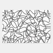 抽象芸術パターン – 白黒 ラッピングペーパーシート (正面)