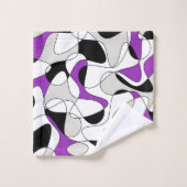 抽象芸術パターン – 紫、灰色、黒、白 バスタオルセット (ウォッシュタオル)