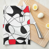 抽象芸術パターン – 赤、黒、白。 キッチンタオル (四つ折り)