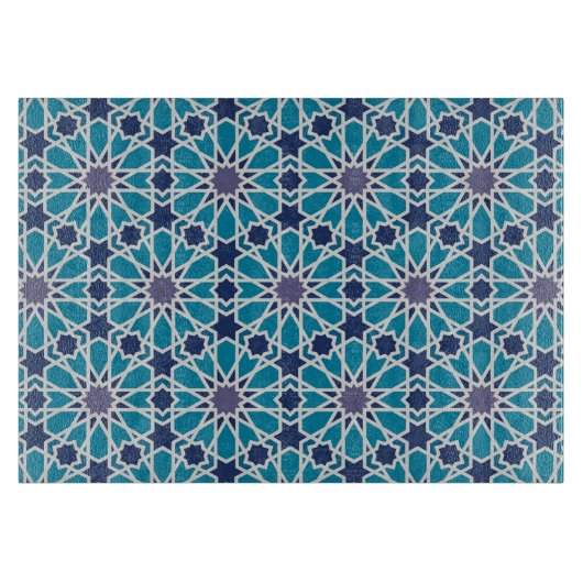 抽象芸術パターン(青と灰色) カッティングボード (正面)