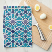 抽象芸術パターン（青と灰色） キッチンタオル (四つ折り)