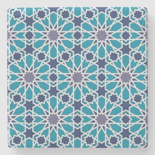 抽象芸術パターン(青と灰色) ストーンコースター (正面)