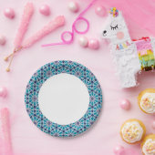 抽象芸術パターン(青と灰色) ペーパープレート (パーティー)