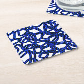 抽象芸術パターン – 青 スクエアペーパーコースター (アングル)