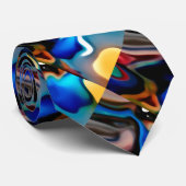 抽象芸術パターン(青、金ゴールド、茶色のネックタイ) ネクタイ (ロール)