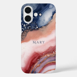 抽象芸術パターンiPhoneケース。名前をカスタムする。 iPhone 16ケース