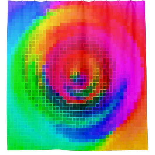 抽象芸術パタ数々のーン、色付き幾何壁紙 シャワーカーテン (正面)