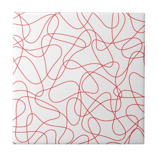 抽象芸術パタ赤と白ーン – . タイル (正面)