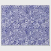 抽象芸術パッチワークの地図 – 白オン深いネイビーブルー ラッピングペーパー (フラット)